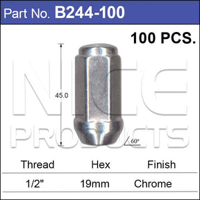 Chrome Nuts pk100 B244-100 - Nice Products | Universal Auto Spares