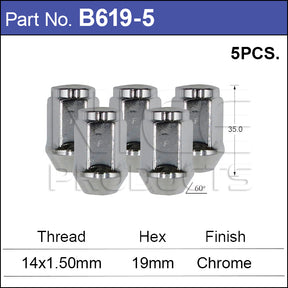 Chrome Nuts pk5 B619-5 - Nice Products | Universal Auto Spares