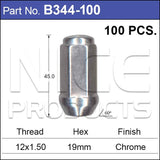Chrome Nuts pk100 B344-100 - Nice Products | Universal Auto Spares