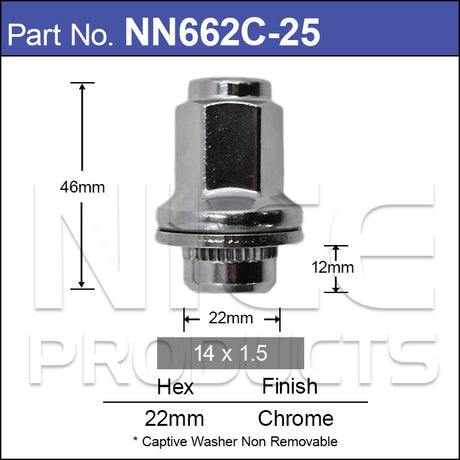 Chrome Nuts pk25 NN662C-25 - Nice Products | Universal Auto Spares