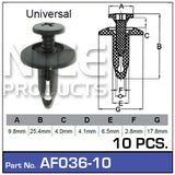 Fasteners Pkt 10 AF036-10 - Nice Products | Universal Auto Spares