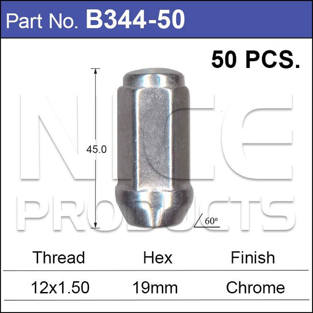 Chrome Nuts pk50 B344-50 - Nice Products | Universal Auto Spares