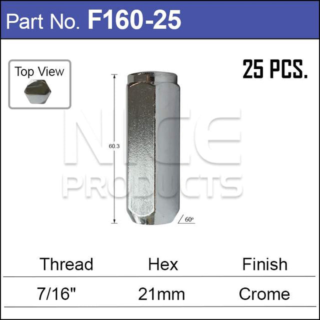 Chrome Nuts F160-25 - Nice Products | Universal Auto Spares