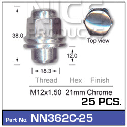 Wheel Nuts pk25 NN362C-25 - Nice Products | Universal Auto Spares