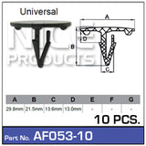 Fasteners Pkt 10 AF053-10 - Nice Products | Universal Auto Spares