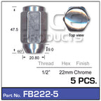 Chrome Nuts Pk5 FB222-5 - Nice Products | Universal Auto Spares