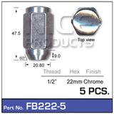Chrome Nuts Pk5 FB222-5 - Nice Products | Universal Auto Spares