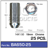 Chrome Nuts pk25 BA650-25 - Nice Products | Universal Auto Spares