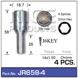 Chrome Nuts (set of 4 + Key) JR658-4 - Nice Products | Universal Auto Spares