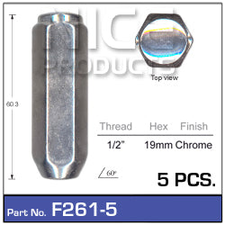 Chrome Nuts pk5 F261-5 - Nice Products | Universal Auto Spares