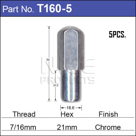 Chrome Nuts pk5 T160-5 - Nice Products | Universal Auto Spares