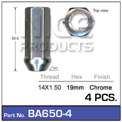 Chrome Nuts pk4 BA650-4 - Nice Products | Universal Auto Spares