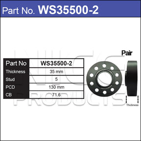 Hub Centric Wheel Spacers WS35500-2 - Nice Products | Universal Auto Spares