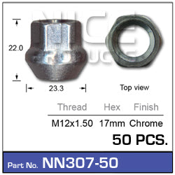 Wheel Nuts pk 50 NN307-50 - Nice Products | Universal Auto Spares