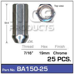 Chrome Nuts pk25 BA150-25 - Nice Products | Universal Auto Spares