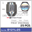 Chrome Nut pk25 B121L-25 - Nice Products | Universal Auto Spares