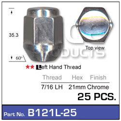 Chrome Nut pk25 B121L-25 - Nice Products | Universal Auto Spares
