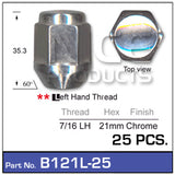 Chrome Nut pk25 B121L-25 - Nice Products | Universal Auto Spares