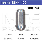 Chrome Nuts pk100 B644-100 - Nice Products | Universal Auto Spares