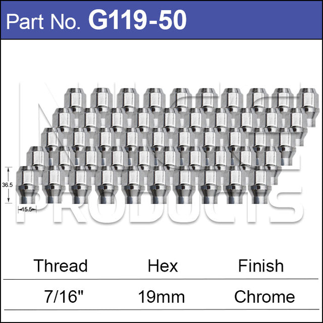 Chrome Nuts pk50 G119-50 - Nice Products | Universal Auto Spares