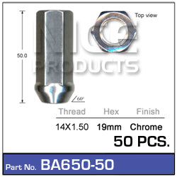 Chrome Nuts pk50 BA650-50 - Nice Products | Universal Auto Spares
