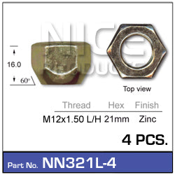 Wheel Nuts pk4 NN321L-4 - Nice Products | Universal Auto Spares