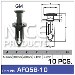 Fasteners Pkt 10 AF058-10 - Nice Products | Universal Auto Spares