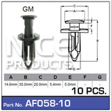 Fasteners Pkt 10 AF058-10 - Nice Products | Universal Auto Spares