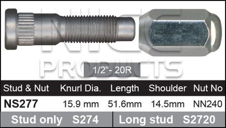 Stud & Nut NS277 - Nice Products | Universal Auto Spares