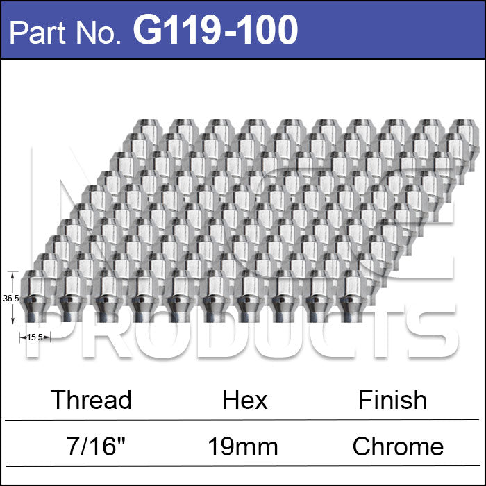 Chrome Nuts pk100 G219-100 - Nice Products | Universal Auto Spares