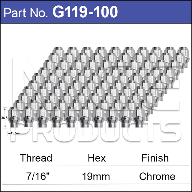 Chrome Nuts pk100 G219-100 - Nice Products | Universal Auto Spares