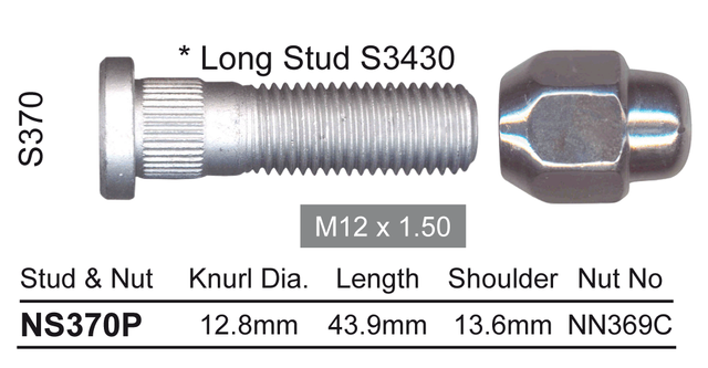 Stud & Nut NS370P - Nice Products | Universal Auto Spares
