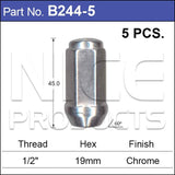 Chrome Nuts pk5 B244-5 - Nice Products | Universal Auto Spares