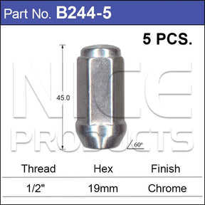 Chrome Nuts pk5 B244-5 - Nice Products | Universal Auto Spares