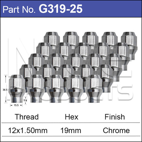Chrome Nuts pk25 G319-25 - Nice Products | Universal Auto Spares