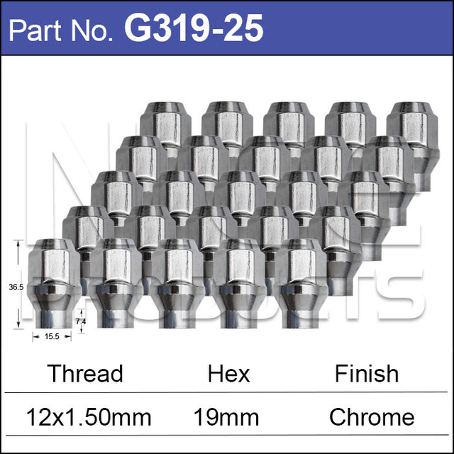 Chrome Nuts pk25 G319-25 - Nice Products | Universal Auto Spares