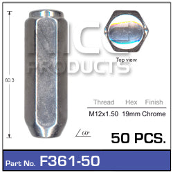 Chrome Nuts pk50 F361-50 - Nice Products | Universal Auto Spares