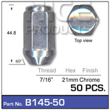 Chome Nuts pk50 B145-50 - Nice Products | Universal Auto Spares