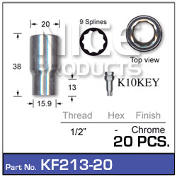 Chrome Nuts pk20 KF213-20 - Nice Products | Universal Auto Spares