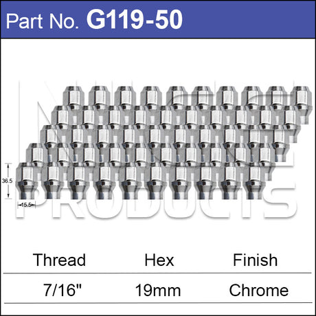 Chrome Nuts pk50 G219-50 - Nice Products | Universal Auto Spares
