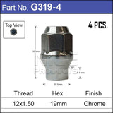 Chrome Nuts pk4 G319-4 - Nice Products | Universal Auto Spares