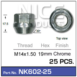 Wheel Nuts NK602-25 - Nice Products | Universal Auto Spares