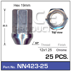 Wheel Nuts 25pcs Tapered NN423-25 - Nice Products | Universal Auto Spares