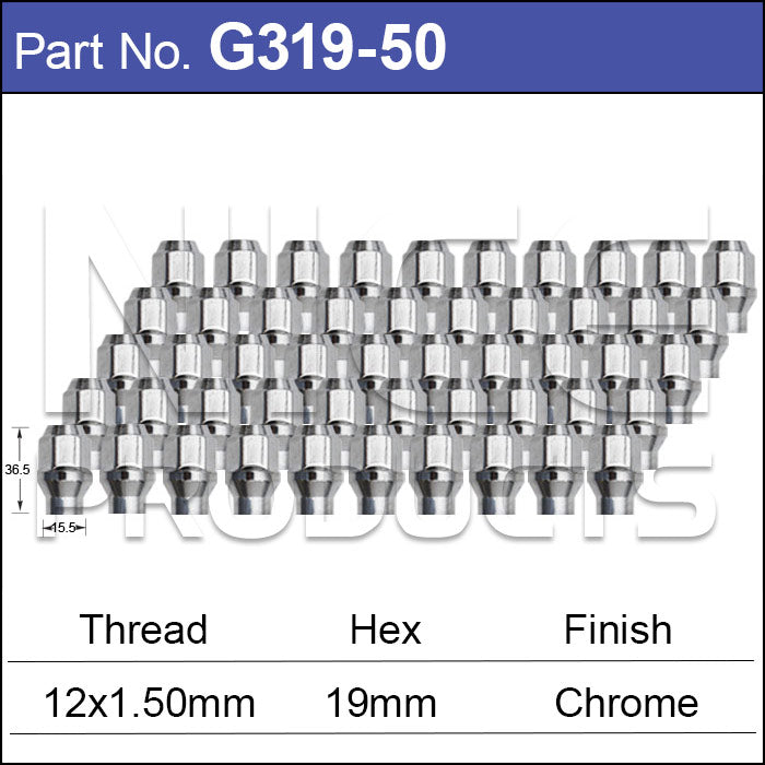 Chrome Nuts pk50 G319-50 - Nice Products | Universal Auto Spares