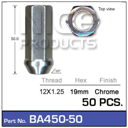 Chrome Nuts pk50 BA450-50 - Nice Products | Universal Auto Spares