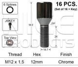 Chrome Wheel Bolts JR358RL-16 - Nice Products | Universal Auto Spares