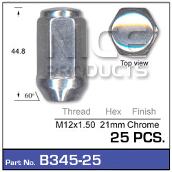 Chrome Nuts pk25 B345-25 - Nice Products | Universal Auto Spares