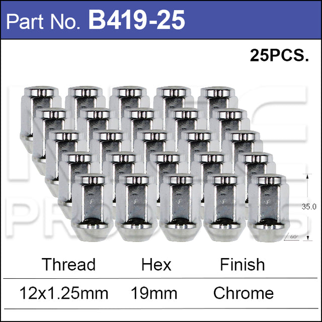 Chrome Nut B419-25 - Nice Products | Universal Auto Spares