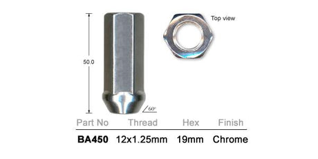 Chrome Nuts pk100 BA450-100 - Nice Products | Universal Auto Spares