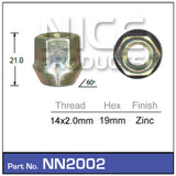 Wheel nuts 14mm x 2mm NN2002 - Nice Products | Universal Auto Spares